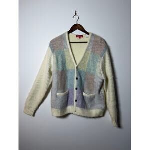 supreme brushed grid cardigan